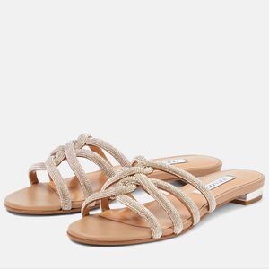 Aquazzura Moondust Crystal-Embellished Sandals size 35.5